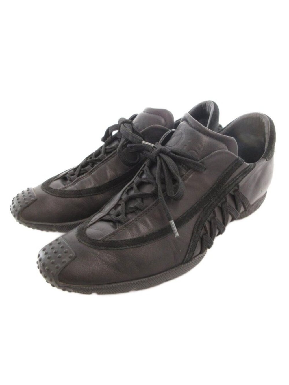 Dior Leather Sneakers Lace Up Black Suede Paneled